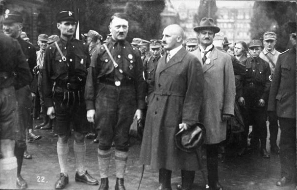 Adolf Hitler with Julius Streicher and Rudolf Hess at the 1927 RPT